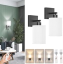 Tipace Black Battery Operated Wall Sconce 2 Pcs with Remote,Wall Lamp Rechargeable Battery Powered,Indoor Dimmable Cordless Light for Bedroom Bedside