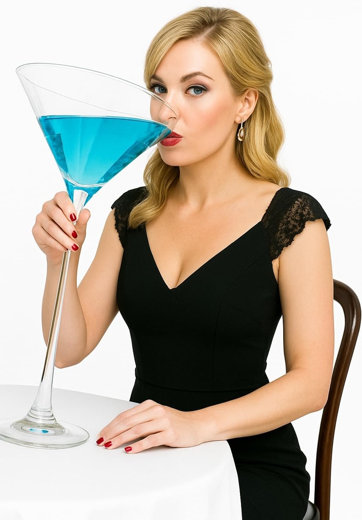Worlds Largest Giant Martini Glass - Huge 20 Inches, 54 OZ, Mega Glass, Huge Stemware, Clear Decorative Hand Blown Glassware, Large Novelty Stemware/Cocktail Novelty, Oversized XL Goblet