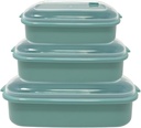 6-Piece Nesting Microwave Containers with Adjustable Steam Vents, Food Storage Containers with Vented Lids, Tight Fitting Lid, Modern, High-Class Design in Teal Green Color (3, Rectangular)