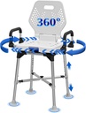 Swive Shower Chair with Arms and Back for Seniros Elderly Disabled or Bariatric Adults, Bench Seat for Inside Shower Stall and Bathroom Bath Tub Seats Adjustable Stool Heavy Duty 500 lbs sit Chairs
