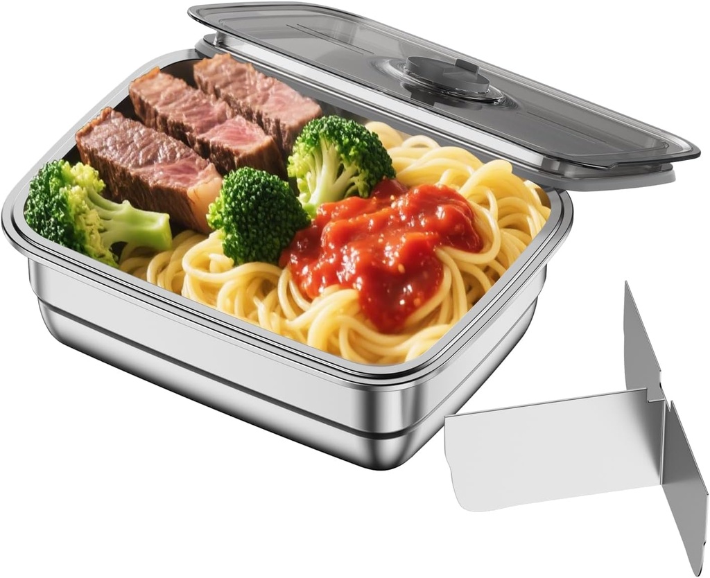 1.5L 304 Stainless Steel Electric Lunch Box Inner Container – Food Containers for Lunch with Leakproof, Removable Divider & Dishwasher-Safe(Only applicable to Electric Lunch Box)
