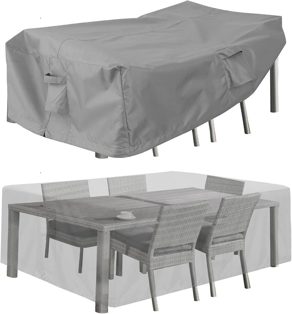 PureFit Patio Furniture Covers, Outdoor Table Furniture Cover Waterproof Rectangle, Patio Sectional Couch Set Cover for Deck, Lawn and Backyard, UV Resistant, 74"L x 47"W x 28"H, Gray