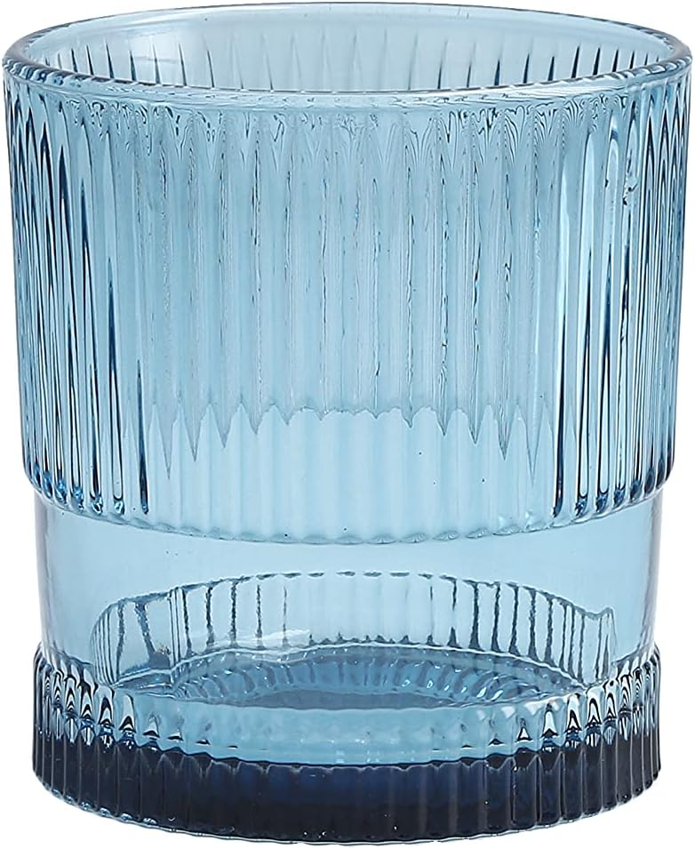 Fortessa NoHo Collection Set of 4 Cocktail Glass, Double Old Fashioned, 9.85 Ounce, Blue