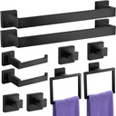 10-Pieces Towel Racks for Bathroom, Matte Black Bathroom Accessory Set, Stainless Steel Black Bathroom Accessories, SUS304 Stainless Steel Wall Mounted, Bath Towel Bar Set