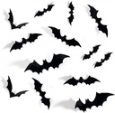 72 PCS Halloween 3D Bats Decoration, DIY Scary Wall Bats Wall Decal Wall Stickers 4 Different Sizes Halloween Party Decoration Supplies