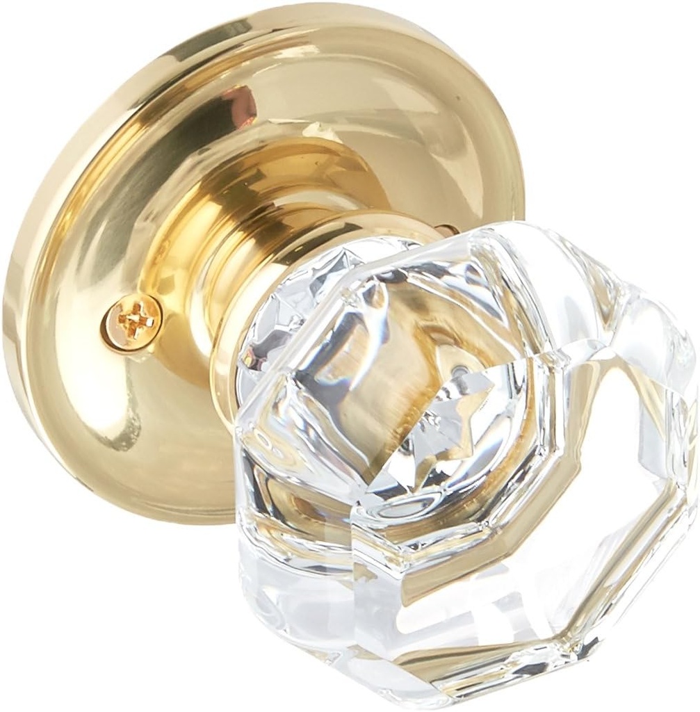 Dynasty Hardware Crystal Door Knob, Polished Brass (Individual Dummy)