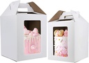 KBG Tall Cake Boxes 12 Pcs 12x12x14 and 14x14x16 Inches With Window and Handle,Disposable Large Tiered Cake Carrier Cake Containers 12Inch 14 Inch