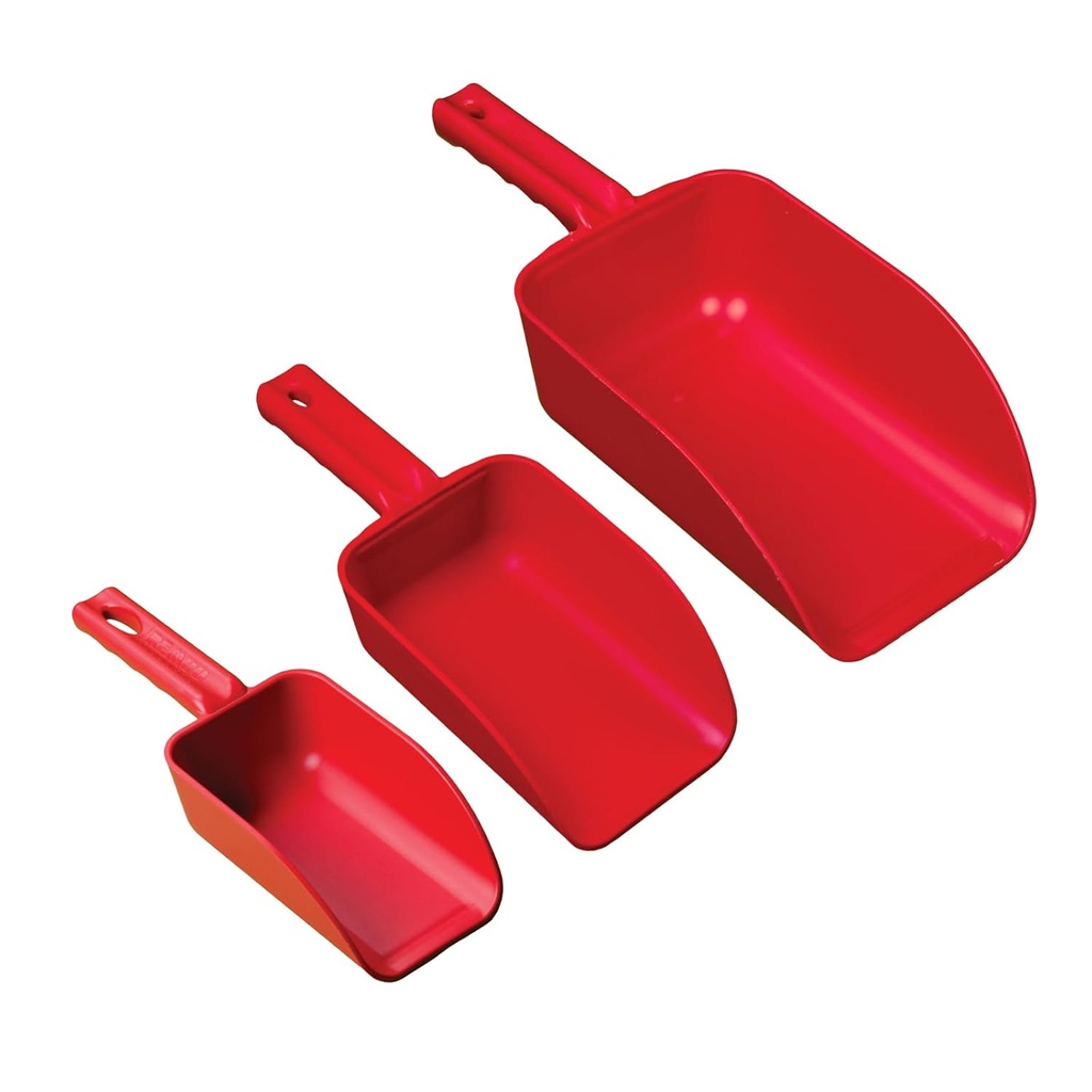 Remco - A Vikan Company 3 pk Color-Coded Plastic Hand Scoop - BPA-Free, Food-Safe Scooper, Commercial-Grade Utensils, Restaurant and Food Service Supplies, 16, 32, 82 Ounce Sizes, Red