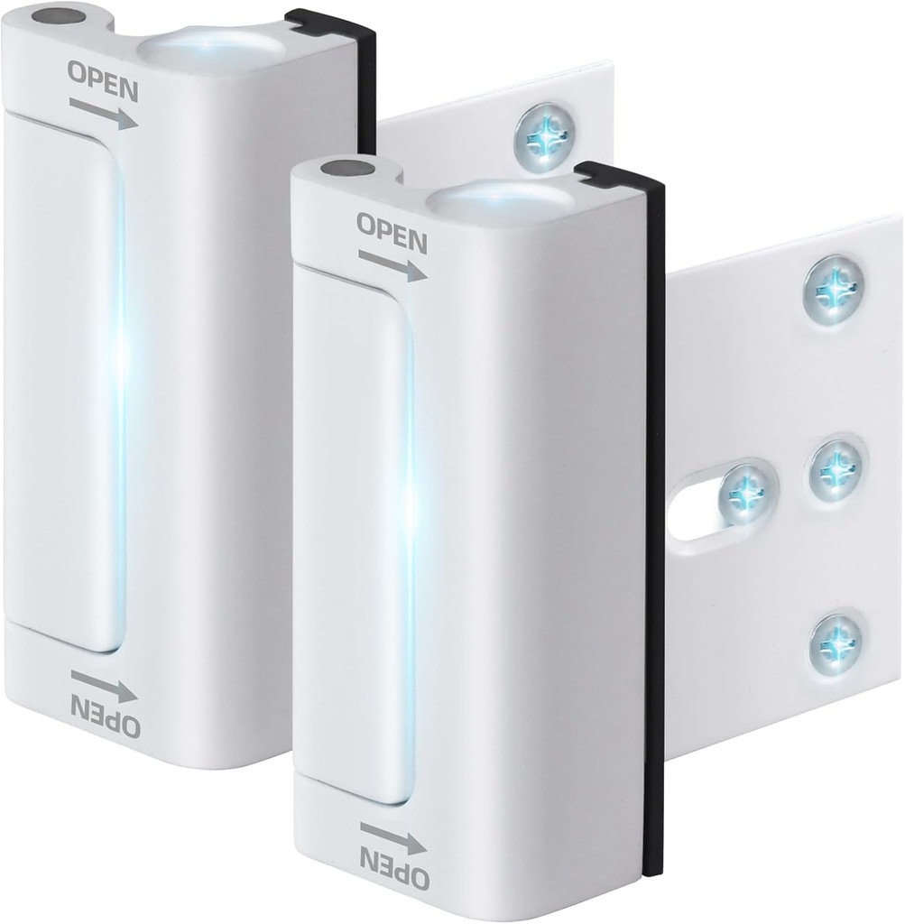 Home Security Door Reinforcement Lock, 2-Pack Upgraded White Front Door Locks for Kids Safety Withstand 800 lbs, Toddler Child Proof Door Lock, Extra Door Lock from Inside Prevent Unauthorized Entry