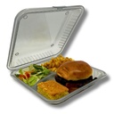 FSE Reusable to Go Take Out Container, 3-Compartment, BPA Free, 9" x 9" x 2.5", Smoke Gray, Ideal for Meal Prep, Microwave and Dishwasher Safe