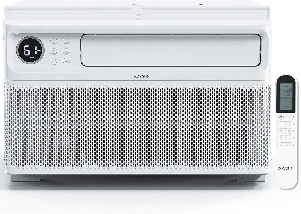 ROVSUN 12000 BTU Window Air Conditioner with Inverter Compressor, AC Unit for Window with Remote Control, Timer Function & Pre-Installed Side Panels for Easy Operation & Installation, 115V/60Hz