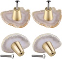 mookaitedecor Agate Slice Cabinet Knobs with Screws Set of 4, Drawer Pull Handles Dresser Wardrobe Cupboard Decorative
