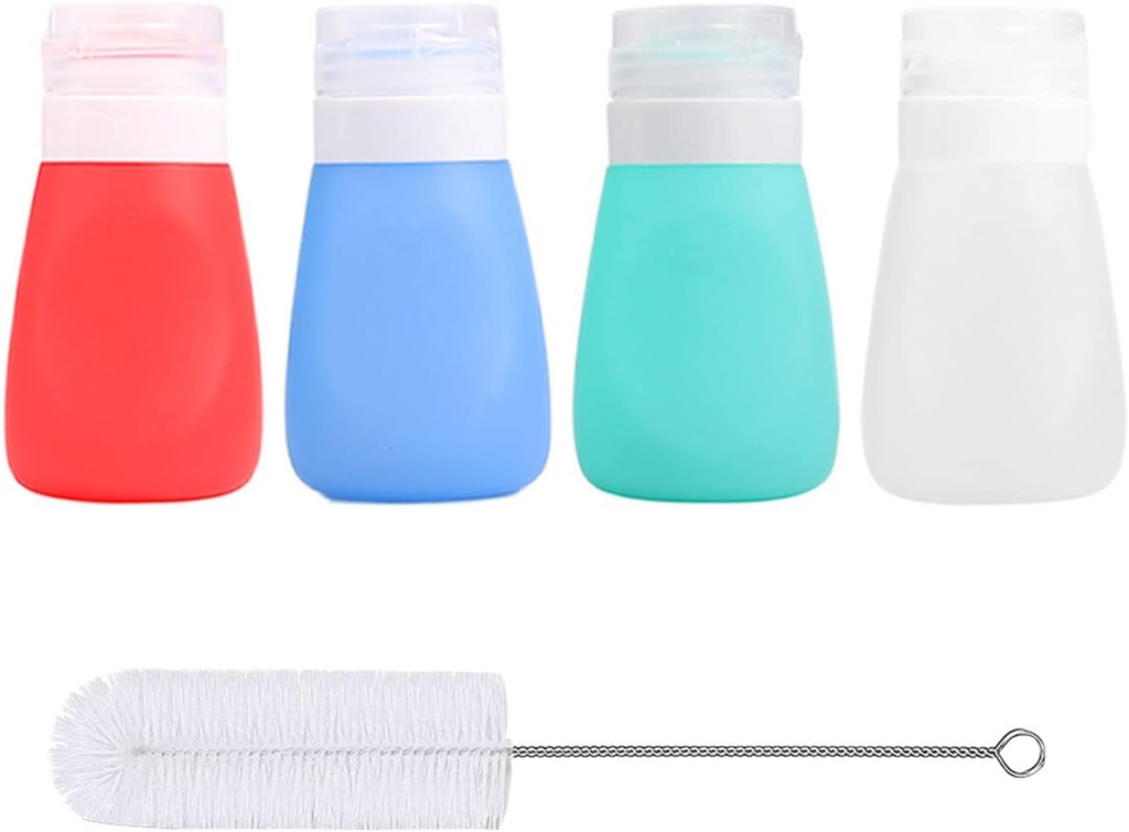 Squeeze Salad Dressing Bottles with Cleaning Brush