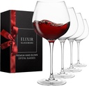 ELIXIR GLASSWARE Red Wine Glasses - Extra Large Crystal Wine Glasses 4 Set, Hand Blown - Long Stem Giant Wine Glass Set of 4 - Coupe a Vin - Wedding, Anniversary - 22 oz, Clear