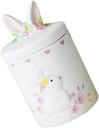 BESTOYARD Ceramic Easter Bunny Cookie Jar,Candy Dish Rabbit Bowl Serving Jewelry Snack Tray Rabbit Sculpture Food Storage Canister with Lid for Eater Party Tea Cookie Table Decoration