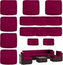 Outdoor Cushion Slipcovers Set 14 Outdoor Patio Cushion Covers Replacement Washable Splash Proof with Zipper for Outdoor Furniture, Patio Sofa Couch 3 Sizes, Covers Only (Terra Red)