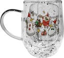 Tumblers Water Glasses,Christmas Themed Double Walled Glass Water Cup Coffee Mug 300ml Drinkware for Festives Hot Beverages