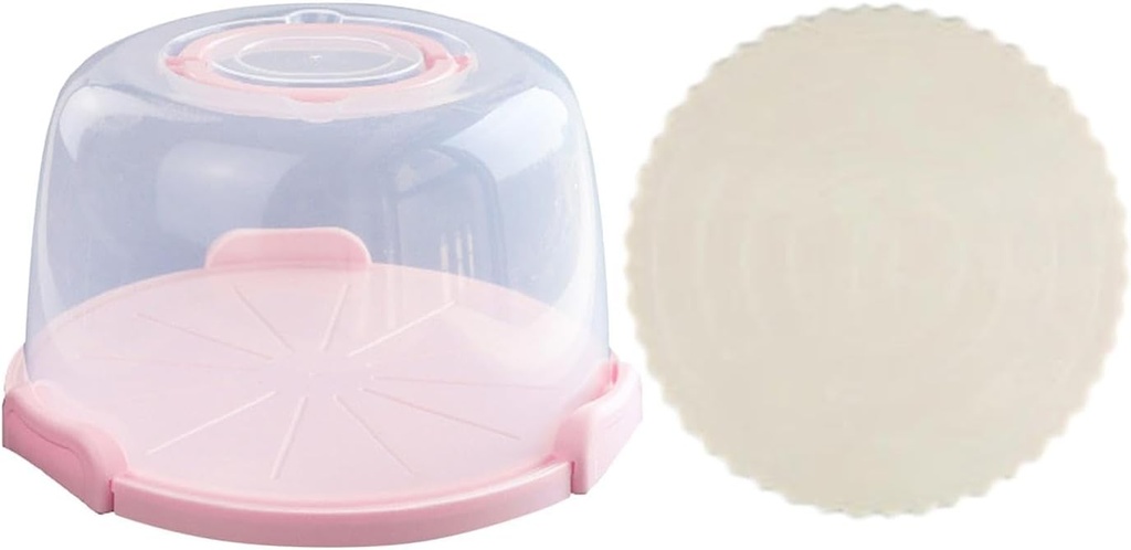 Portable Cake Box with Foldable Handle for Muffins And Cookies, 8 inch with pad