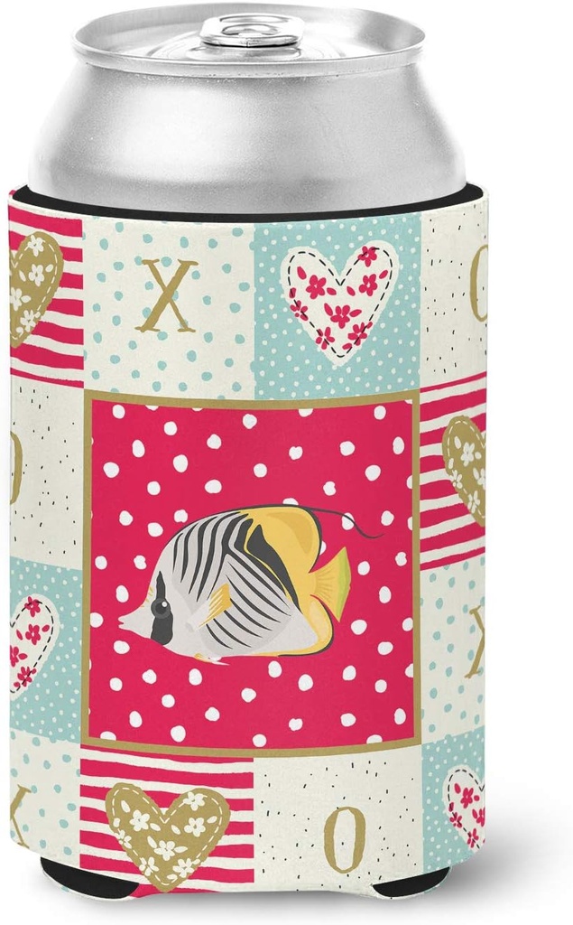 Caroline's Treasures CK5466CC Butterfly Fish Love Can or Bottle Hugger, Red Cooler Washable Drink Sleeve Collapsible Beverage Insulated Holder, Can Hugger, Multicolor