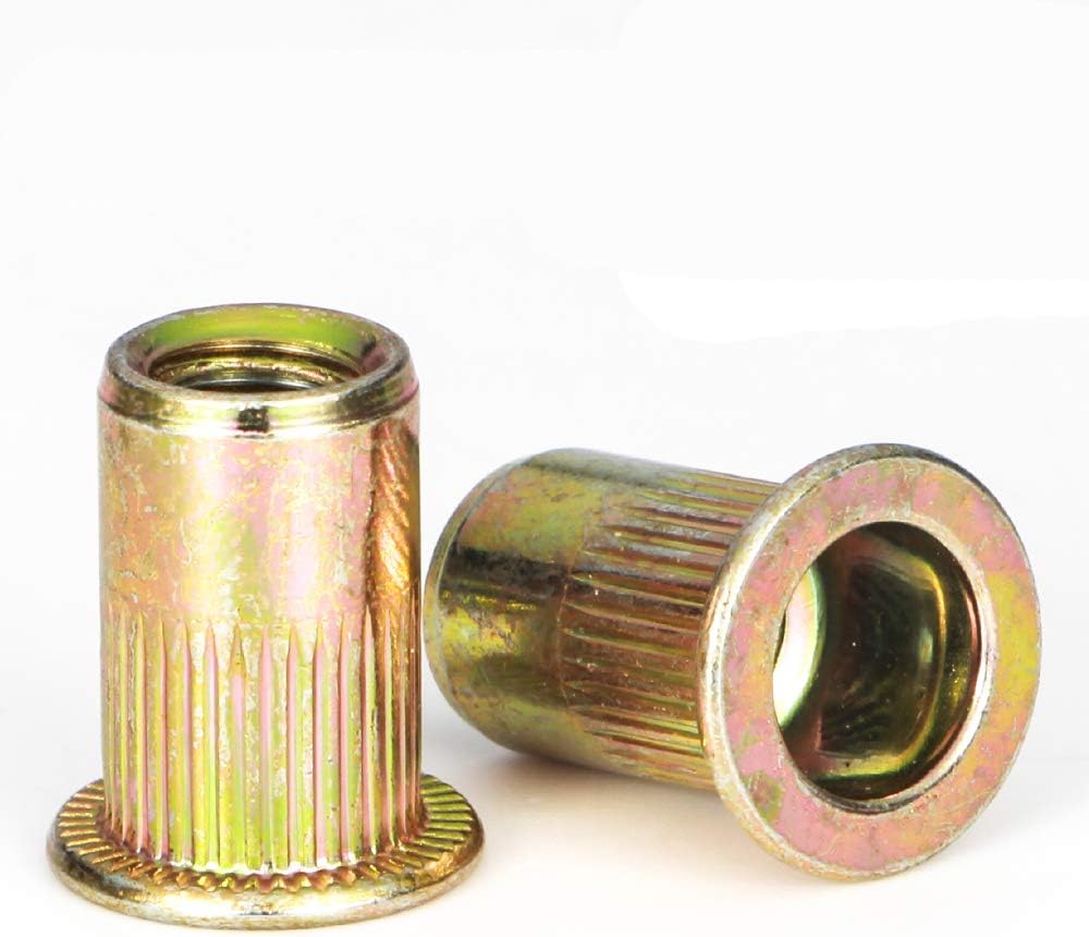Rivet Nut, LOKMAN 50 Pieces 5/16-18UNC Carbon Steel Flat Head Rivnut Threaded Insert Nut, Knurled Body (5/16''-18)