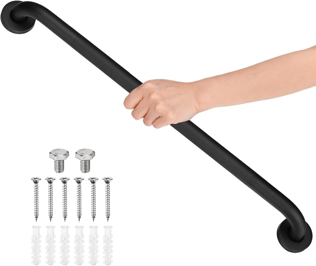 24 Inch Anti Slip Grab Bars for Bathtubs and Showers, Stainless Steel Safety Shower Handle for Bathroom/Toilet/Seniors/Elderly Assist Bath Handle [Black]