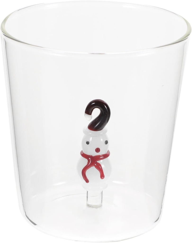 GARVALON Snowman Drinking Glass Cup Clear Beverage Container for Parties Christmas Decor Multi-function Wine Glass for Beer Juice and Adorable Holiday Drinkware