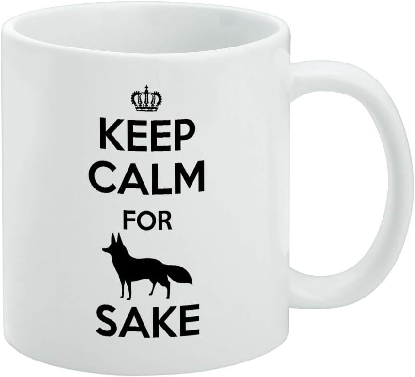 Keep Calm For Fox Sake Funny Ceramic Coffee Mug, Novelty Gift Mugs for Coffee, Tea and Hot Drinks, 11oz, White