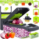 Vegetable Chopper Mandoline Slicer,Veggie Chopper, Multifunctional 10 in 1 Food Choppers, Kitchen Vegetable Slicer Dicer Cutter,Onion Mincer,Cheese,Colander Basket,Kitchen Gadgets (Gray/Green) (Grey)