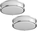 Leisure LED Brushed Nickel Ceiling Light 12 inch Flush Mount Adjustable Light Color (3000K/4000K/6500K) Surface Mount Ceiling Lamp for RV, Trailer, Camper, Boat DC 12V 22W (2 Pack)