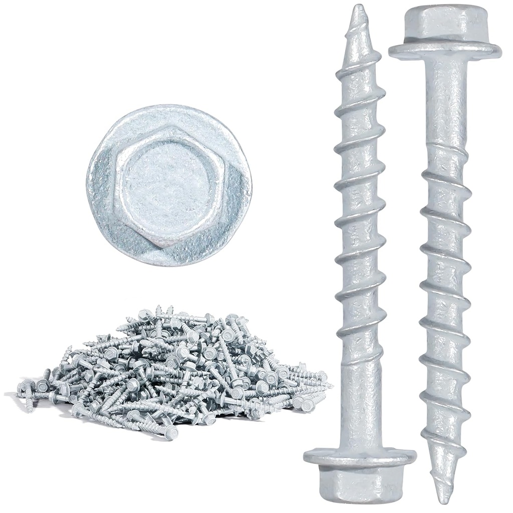 SD Connector Screws, #9 x 1-1/2" Heavy‑Duty Joist Hanger Screws, 1/4" Hex Head Wood Screws, 0.380" Dia Deck Screw, 10D Nails Replacement Screw, Mech Galvanized, 1500 Hours Salt Spray Test (500‑Qty)