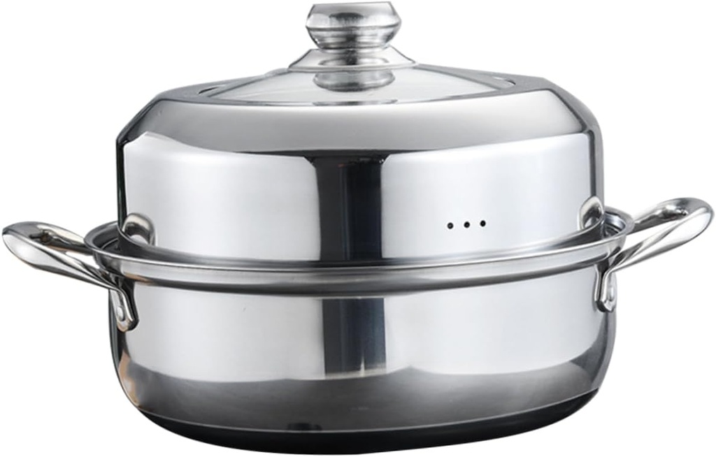 Unomor Double-layer Food Steamer Cooking Pot Thickened Steamer Pot Steaming for Home Multi-functional Kitchen