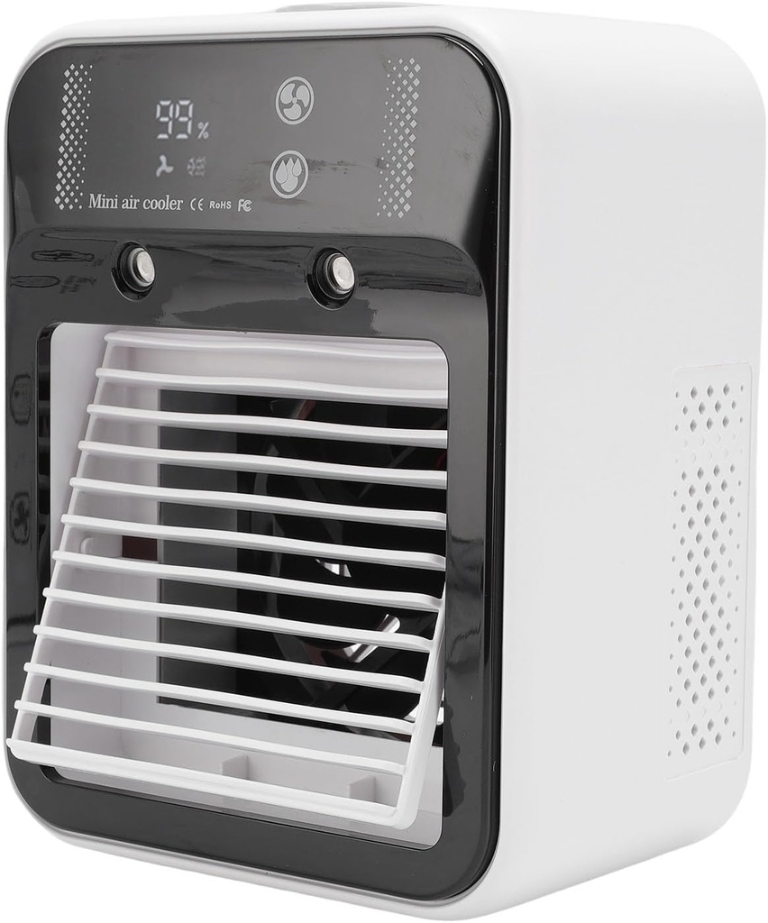 Desktop Air Cooler, Portable Air Conditioner with Mist Humidification Low Noise Digital Display Cooling Fan for Office Home Camping, 16.5x11.8x21.7cm