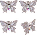 Rhinestones Butterfly Knobs Handle Cabinet Knobs 4 Pcs Furniture Decorative Pull Handle Door Handles Single Hole Pulls Handles for Cabinet Drawer Living RoomBedroom Dresser (Silvery)