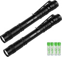 LE LED Pen Flashlights, Lightweight, Mini, Waterproof Pocket Flashlight with Clip, 2 Pack Small Flashlights for Inspection, Work, Emergency