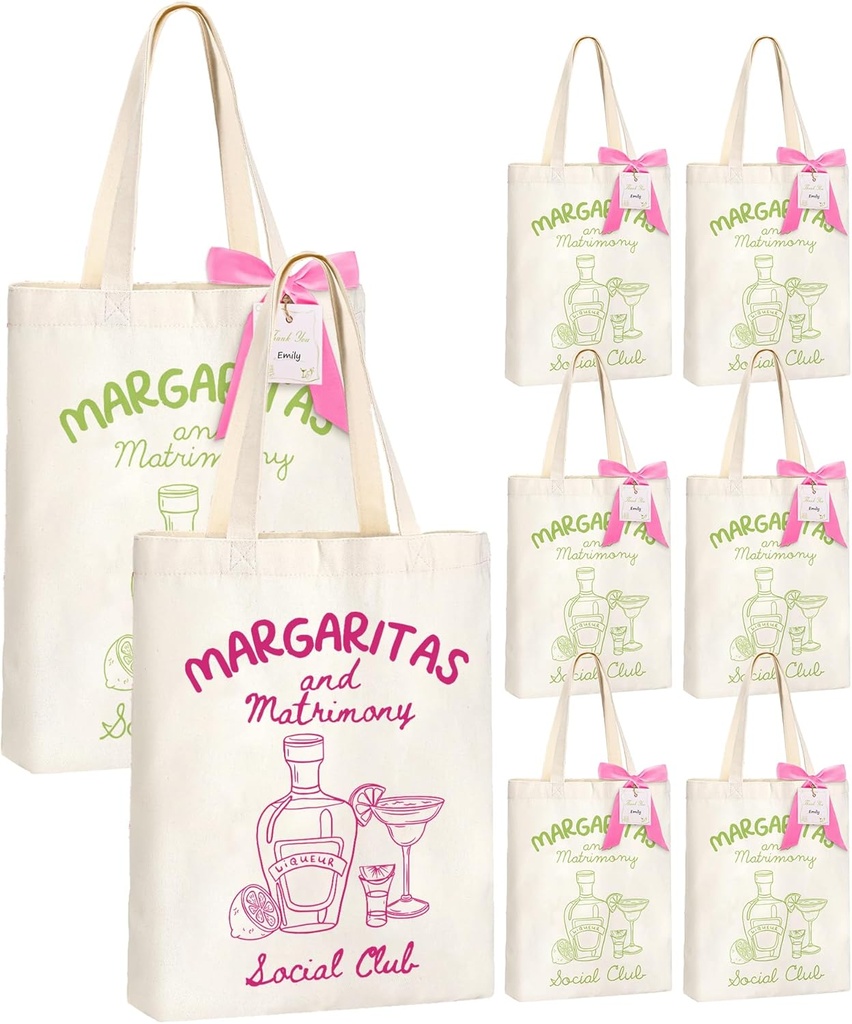 8 Pieces Bridesmaid Tote Bags for Bachelorette Party Favors, Bridesmaid Gift Bags Reusable Canvas Totes Bags