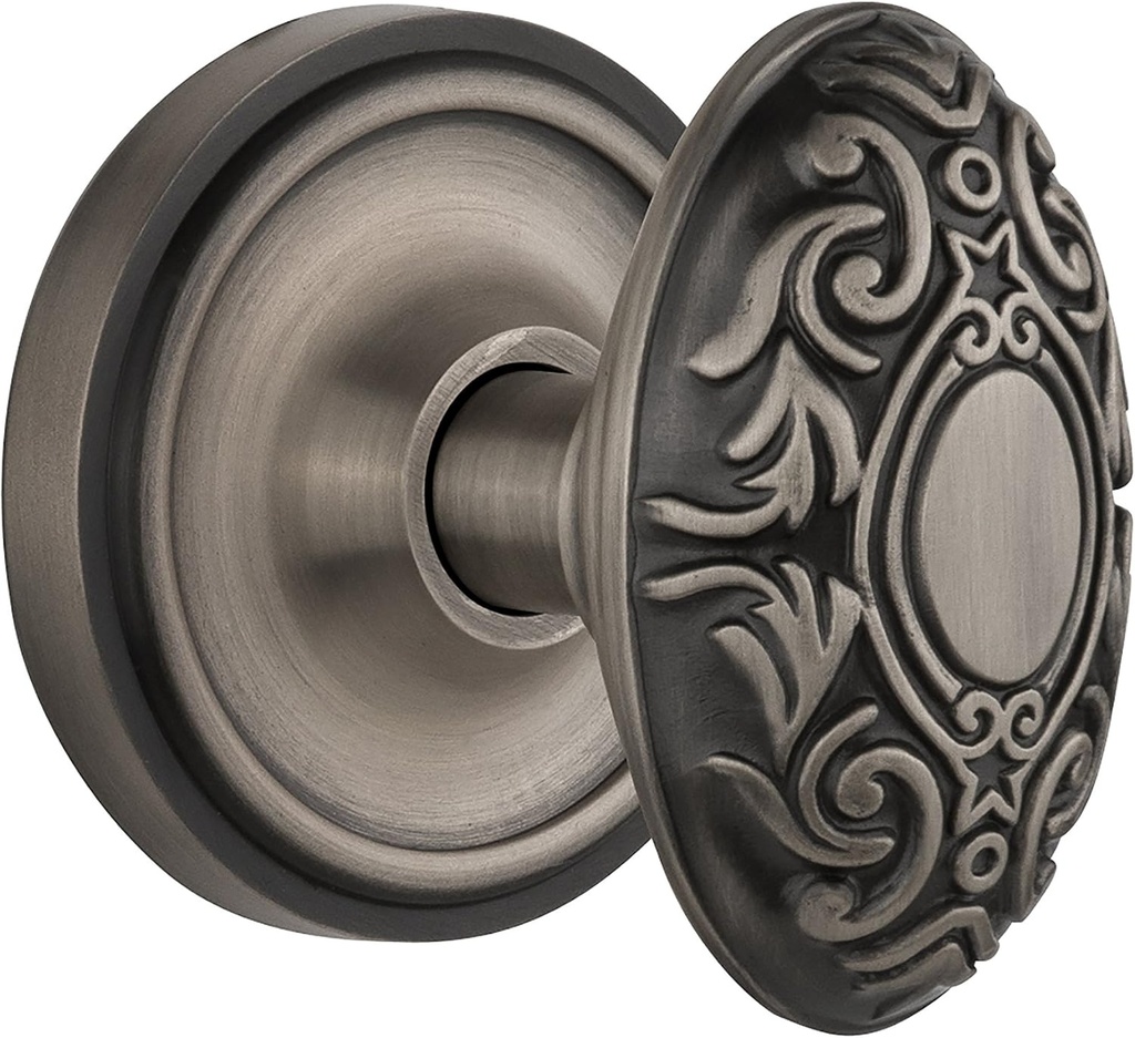 Nostalgic Warehouse Classic Rosette with Victorian Door Knob, Single Dummy, Antique Pewter