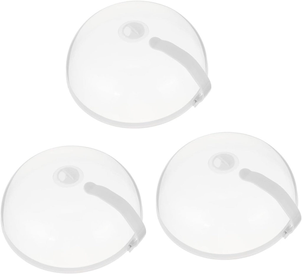 3Pcs Microwave Splatter Guard Covers Practical Food Protective Tent Covers for Safe Heating Transparent Design with Convenient Handle for Kitchen Use
