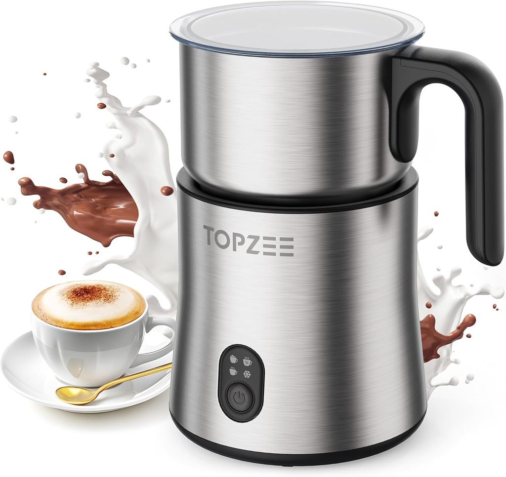 Topzee Electric Milk Frother and Steamer 4-in-1, 16.9oz/500ml Large Capacity, Frother for Coffee with Warm/Cold Foam, Warm Milk & Hot Chocolate for Latte, Cappuccino