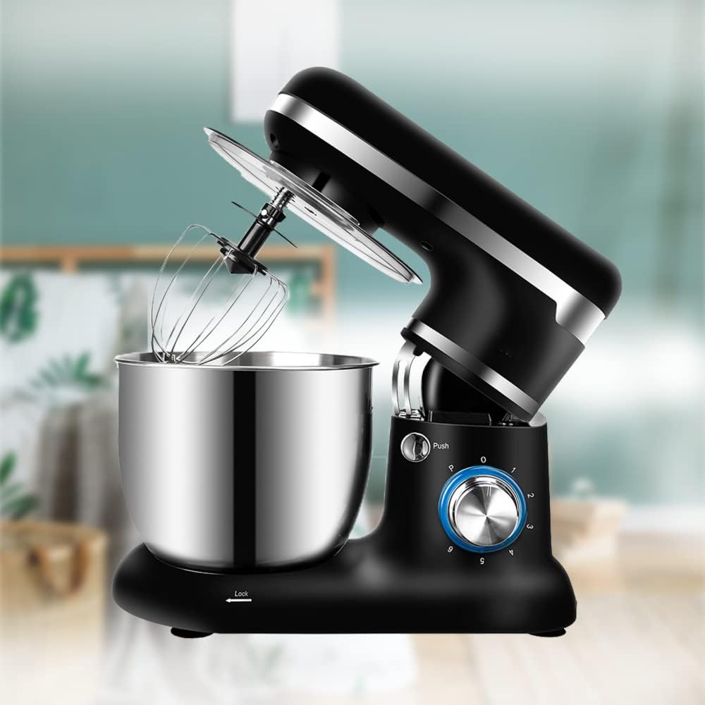 Mixer Electric,Tilt-Head 5Qt Electric Kitchen Mixer 6 Speeds Auto Power-Off Design Bring All-Round Protection,Black