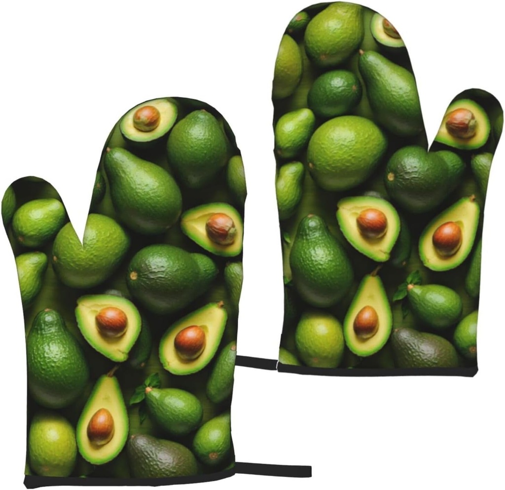 Avocado Pattern Silicone Insulated Oven Mitts,Oven Glove High Heat Resistant,for Cooking Barbecue,Microwave