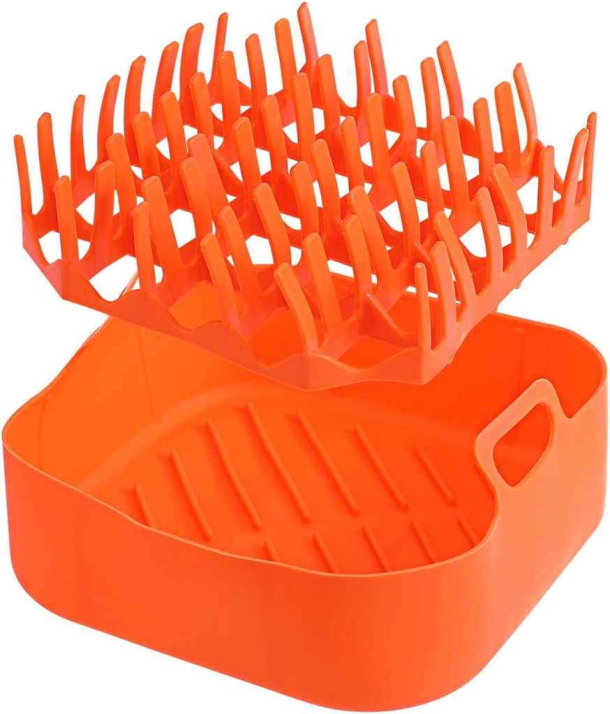 Cabilock Silicone Liners Square for Air Fryer and Oven, Silicone Air Fryer Basket, Non-Stick Bacon Rack Holds up to 9 Strips Dishwasher Safe Heat Resistant Cooking Accessory for Home Kitchen