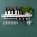 Wine Rack, Wine Rack Wine Rack Wall-Mounted White with Crystal Inverted Wine Glass Rack and Goblet Rack Guardrail Design Iron Bottle Holder Wine Shelf for Bar, Wine Cellar, Restaurant, Home