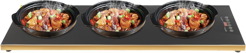 Large Electric Warming Trays for Food 350W Glass Top Touch Control Electric Food Warming Mat Hot Plate for Parties Buffet, with 104-284℉ Temp Control, Digital Display, 24H Timer, 35x12in