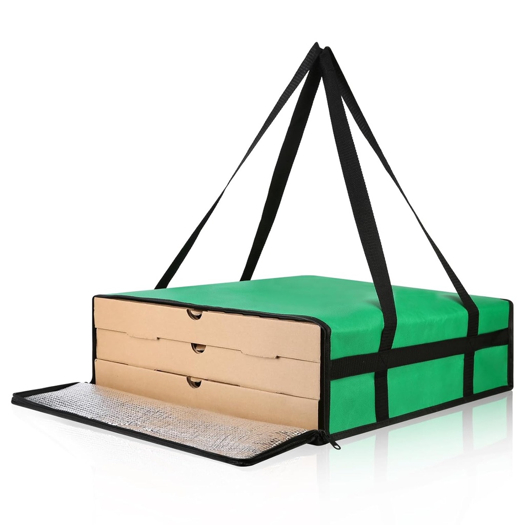Bodaon Insulated Pizza Delivery Bag for Door Dash, 20" x 20" x 6" Pizza Warmer Bags for Carry Hot, Insulated Food Delivery Bag, Cooler Bag, Insulated Grocery Bags, Pizza Pack Carrier, Green, 1-Pack