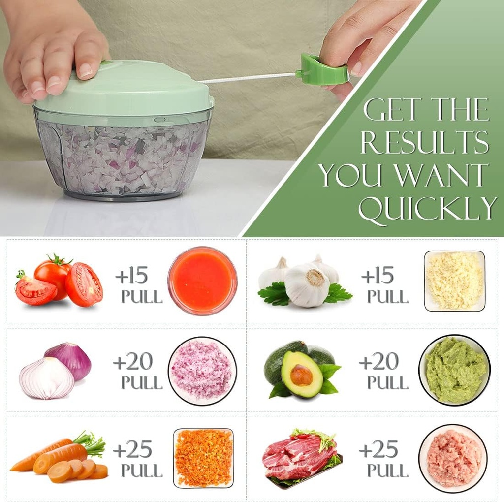 Ourokhome Manual Food Processor Vegetable Chopper, Portable Hand Pull String Garlic Mincer Onion Cutter, Collapsible Pasta Drying Rack, Plastic Foldable Homemade Fresh Spaghetti Stand Dryer Noodle Han