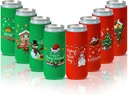 Tatuo 8 Pieces Christmas Beer Can Coolers Sleeves Xmas Slim Can Sleeves Neoprene Insulated Beverage Drink Covers Reusable Skinny Insulator Drink Holder Protective Covers for Christmas Party Supplies