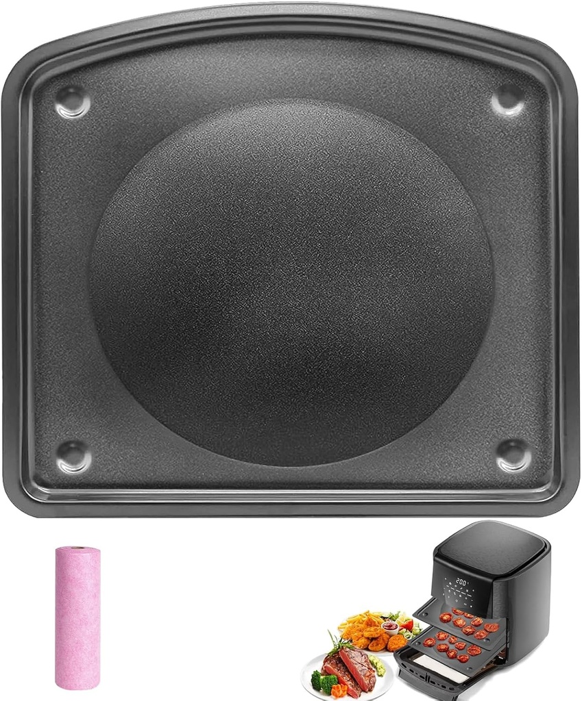 GXF Air Fryer Accessories for Chefman Compact 6.3 Qt 4 In 1 Digital Air Fryer, 10’’×9.6’’Food Grade Air Fryer Drip Tray Grill Pan Grill Plate Crisper Plate Replacement Parts Tray Rack