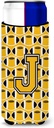 Letter J Football Black, Old Gold and White Ultra Beverage Insulators for slim cans