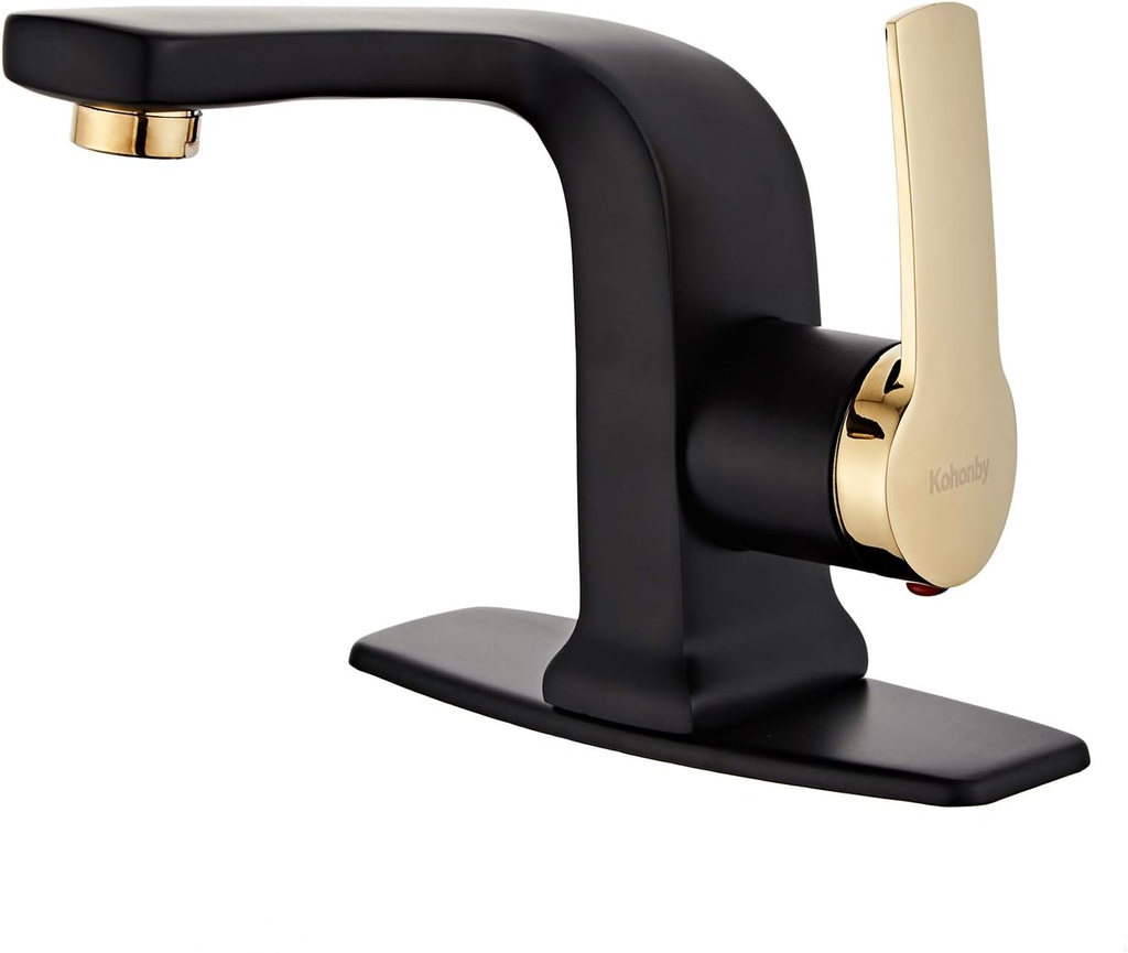Modern Matte Black Bathroom Faucet,Single Handle Commercial Bathroom Sink Faucet Single Hole with 6 Inches Deck Kohonby