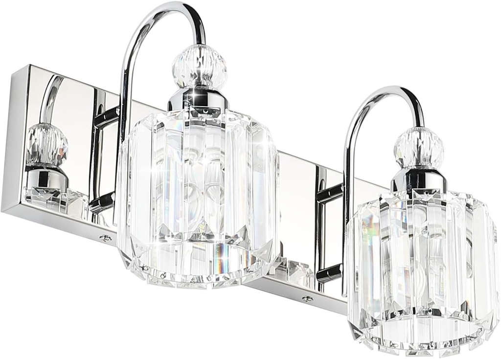 Ralbay Modern Bathroom Vanity Light - 2-Light Crystal Wall Fixture for Bathroom